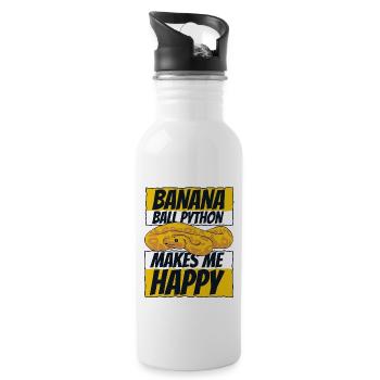 Makes Me Happy Snake Python Banana Ball Python - Water bottle with straw - white - Right