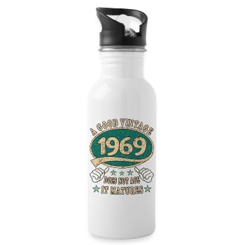 54th birthday 1969 '54 Good vintage - Water bottle with straw - white - Right