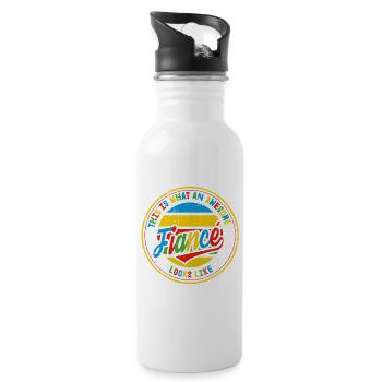 Fiancé Best Wedding Proposal Retro Gift - Water bottle with straw - white - Right
