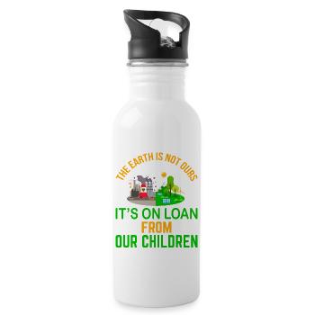 The Earth is Not ours ! - Trinkflasche mit integriertem Trinkhalm - Weiß - Rechts