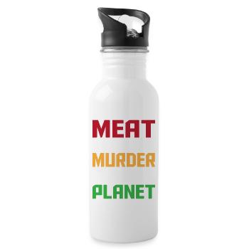 Meat is Murder on the Planet - Water bottle with straw - white - Right