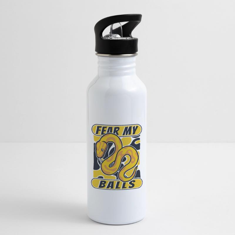 Fear My Balls Python Schlange Banana Ball Python Trinkflasche mit integriertem Trinkhalm