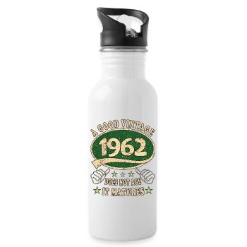 61st Birthday 1962 '61 Good Vintage - Water bottle with straw - white - Right