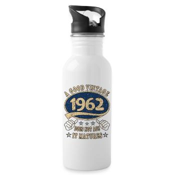 61st Birthday 1962 '61 Good Vintage - Water bottle with straw - white - Right