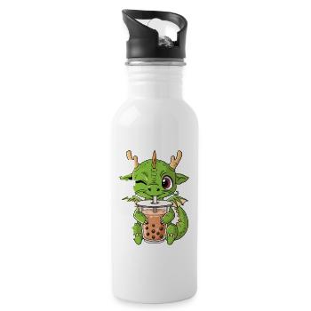 Boba Tea Drache Bubble Tea - Trinkflasche mit integriertem Trinkhalm - Weiß - Rechts