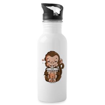 Boba Tea Affe Bubble Tea - Trinkflasche mit integriertem Trinkhalm - Weiß - Rechts