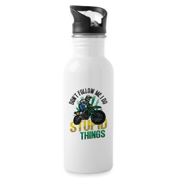 Don't follow me, I do stupid things, motocross - Water bottle with straw - white - Right