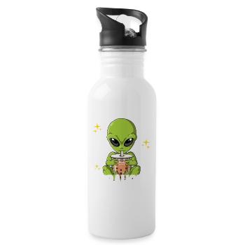 Bubble Tea Alien Boba Tea Bobaholic - Trinkflasche mit integriertem Trinkhalm - Weiß - Rechts