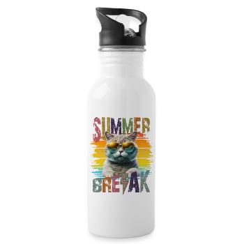 Summerbreak Coole Katze mit Sonnenbrille im Sommer - Trinkflasche mit integriertem Trinkhalm - Weiß - Rechts