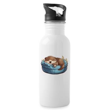 Offizielles Schlafshirt Otter Schlafanzug Seeotter - Trinkflasche mit integriertem Trinkhalm - Weiß - Rechts