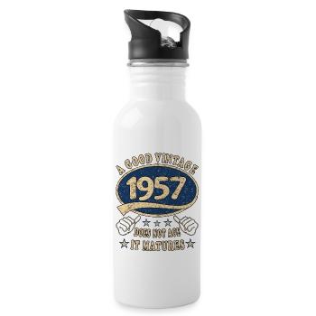 66th Birthday 1957 '66 Good Vintage - Water bottle with straw - white - Right