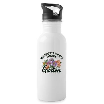 Mir reichts ich geh in meinen Garten Gartenbau - Trinkflasche mit integriertem Trinkhalm - Weiß - Rechts