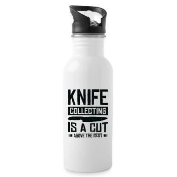 Messersammler Messer Sammeln - Trinkflasche mit integriertem Trinkhalm - Weiß - Rechts