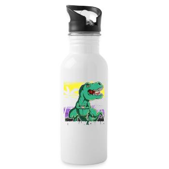 Pride LGBTQ Nonbinary Saurus Kostüm Pride Month - Trinkflasche mit integriertem Trinkhalm - Weiß - Rechts