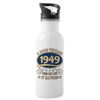 74th Birthday 1949 '74 Good vintage - Water bottle with straw - white - Right