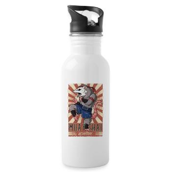 Muay Thai - Trinkflasche mit integriertem Trinkhalm - Weiß - Rechts