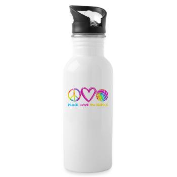 Peace Love Water Polo Funny Water Polo Pool - Water bottle with straw - white - Right