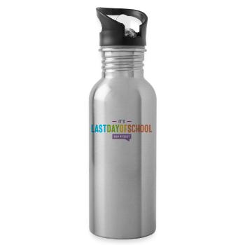 Last Day of School - Sign My Shirt! - Water bottle with straw - silver - Right