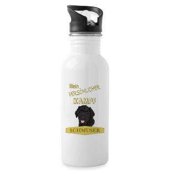 Persönlicher Kampfschmuser - Russischer Terrier - Trinkflasche mit integriertem Trinkhalm - Weiß - Rechts