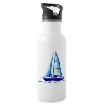 Sailor Sailing Ship Sailing Sailing Sailboat - Gourde avec paille intégrée - blanc - Droite