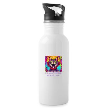 Cat lovers Unite - I'm proud of it! - Water bottle with straw - white - Right