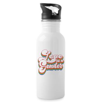 Pride Month LGBTQ - No Gender for Love - Water bottle with straw - white - Right