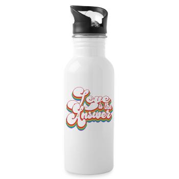 Die Antwort ist Liebe - Pride Month LGBTQ - Trinkflasche mit integriertem Trinkhalm - Weiß - Rechts