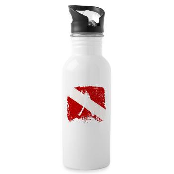 Diving Flag Funny Diving Lovers Ocean - Water bottle with straw - white - Right