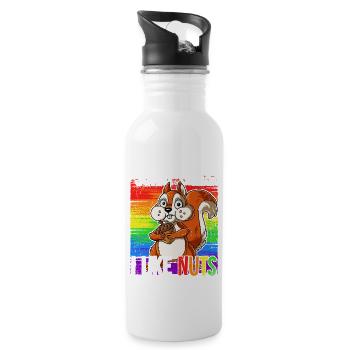Pride LGBTQ Christopher Street Day Kostüm Pride - Trinkflasche mit integriertem Trinkhalm - Weiß - Rechts