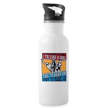 I TRI Like A Girl Try To Keep Up Triathlete Pro - Water bottle with straw - white - Right