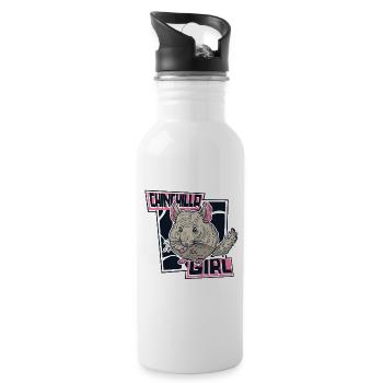 Chinchilla Girl Longhair Shorttail Long Tail - Water bottle with straw - white - Right