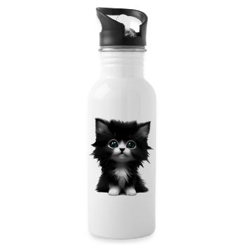 Chat Propriétaire de chat Chaton domestique - Gourde avec paille intégrée - blanc - Droite