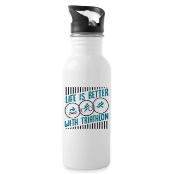 Life Is Better With Triathlon Training Triathlete - Water bottle with straw - white - Right