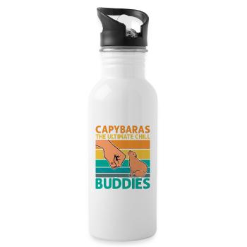 Capybaras Les copains chill ultimes Capybara a chevauché - Gourde avec paille intégrée - blanc - Droite