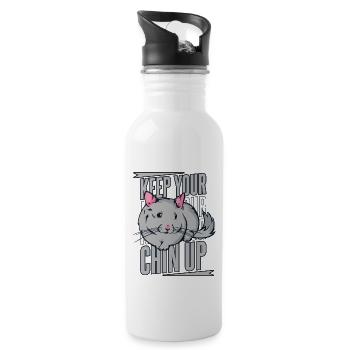 Keep Your Chin Up Longtail Longhair Breeder - Water bottle with straw - white - Right