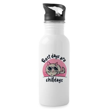 Best Days Are Chilldays Longtail Longhair - Water bottle with straw - white - Right