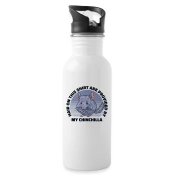 Hairs Are Provided By My Chinchilla Shorttail - Water bottle with straw - white - Right