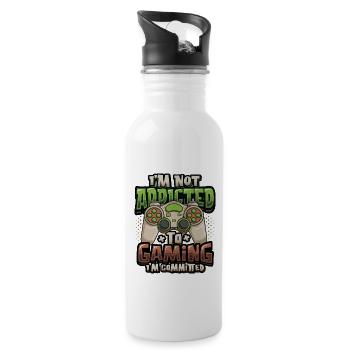 Ich bin nicht spielsüchtig, sondern ein Spieler - Trinkflasche mit integriertem Trinkhalm - Weiß - Rechts