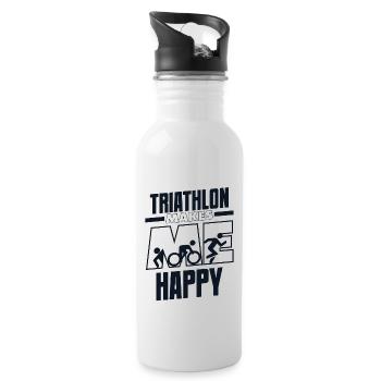 Triathlon Makes Me Happy Training Triathlon Bike - Water bottle with straw - white - Right