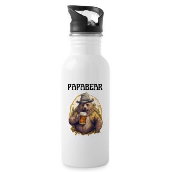 Papa Bear proud Daddy stolzer Vater - Trinkflasche mit integriertem Trinkhalm - Weiß - Rechts