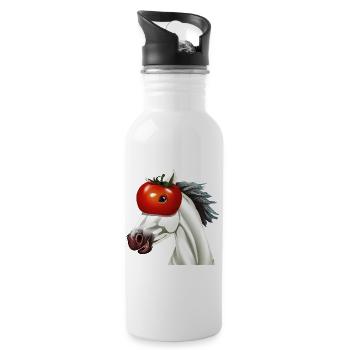 Horse with tomato head - Unique work of art - Water bottle with straw - white - Right