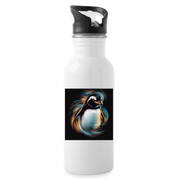 PINGOUIN - Gourde avec paille intégrée - blanc - Droite