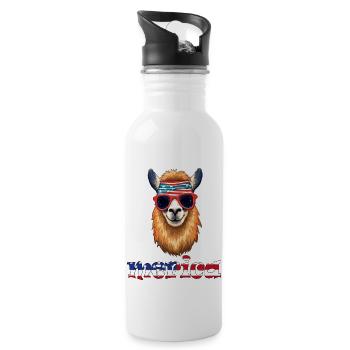Merica 4. Juli Amerika USA Lama lustig Freiheit - Trinkflasche mit integriertem Trinkhalm - Weiß - Rechts
