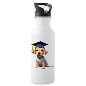 Bachelor Labrador Studium Hunde Schulabschluss - Trinkflasche mit integriertem Trinkhalm - Weiß - Rechts