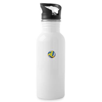 Volleyball Heartbeat Funny Sports Lover game - Water bottle with straw - white - Right