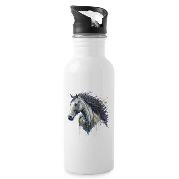 Gracieux cheval élégant aquarelle - Gourde avec paille intégrée - blanc - Droite