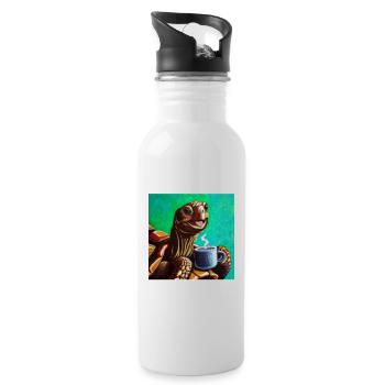 Oilpainting Happy Wasserschildkröte Schildkröte - Trinkflasche mit integriertem Trinkhalm - Weiß - Rechts