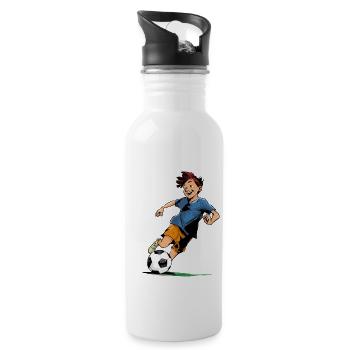 Fußballer & Fußball Grafik - Trinkflasche mit integriertem Trinkhalm - Weiß - Rechts