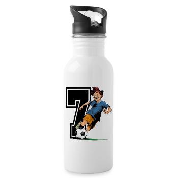 Footballeur de 7 ans et fête d’anniversaire des enfants de football - Gourde avec paille intégrée - blanc - Droite