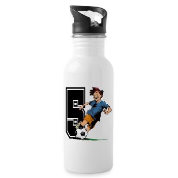5 Year Old Footballer & Soccer Children's Birthday Party - Water bottle with straw - white - Right